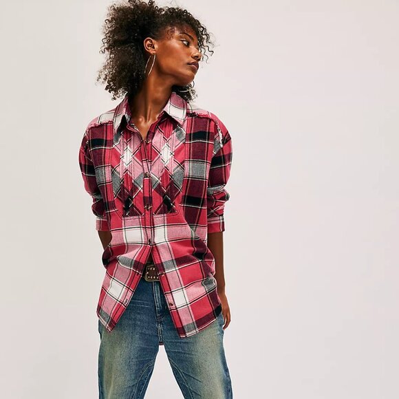 03 We The Free Layla Plaid Shirt NWOT Size Various - Picture 1 of 9